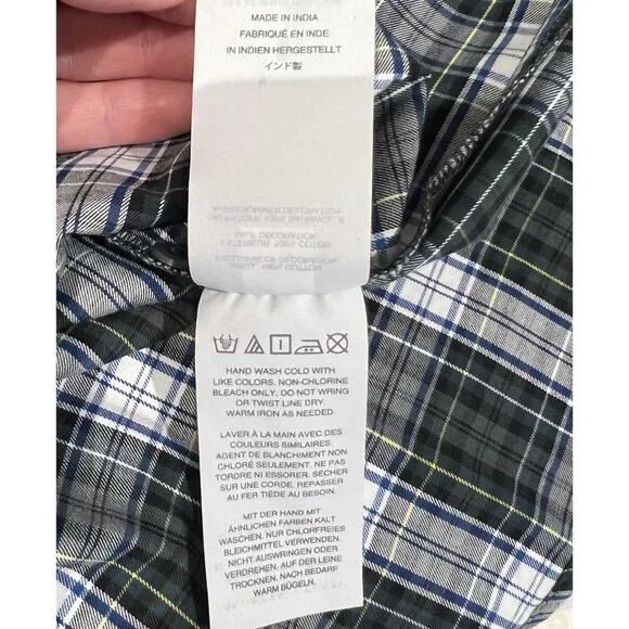 J. Crew Women Beaded Embellished Forest Green Tartan Plaid Shirt Small Sequin - Picture 14 of 14